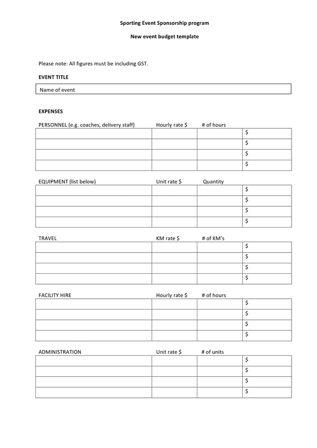 Event Budget Template - download free documents for PDF, Word and Excel