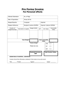 Pro Forma Invoice For Personal effects (GB) page 1 preview