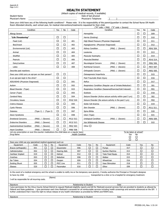 School Emergency Contact Form In Word And Pdf Formats - Page 2 Of 2