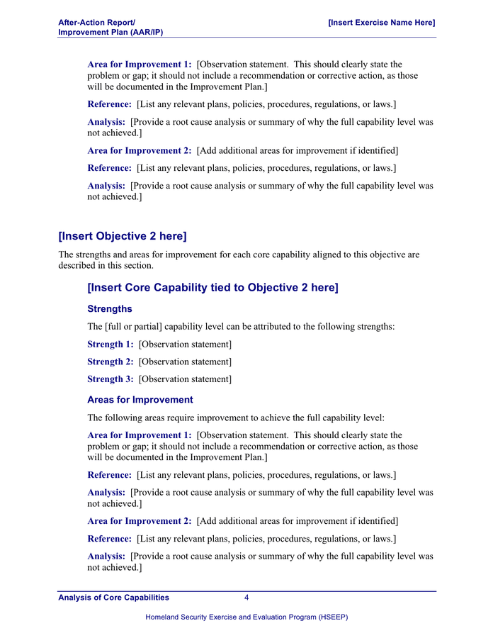 Improvement Report Template