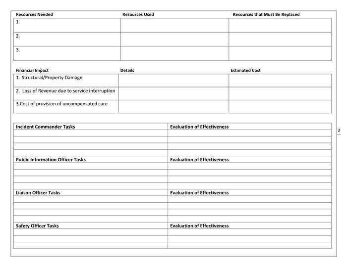 Clinic after action report template in Word and Pdf formats - page 2 of 4