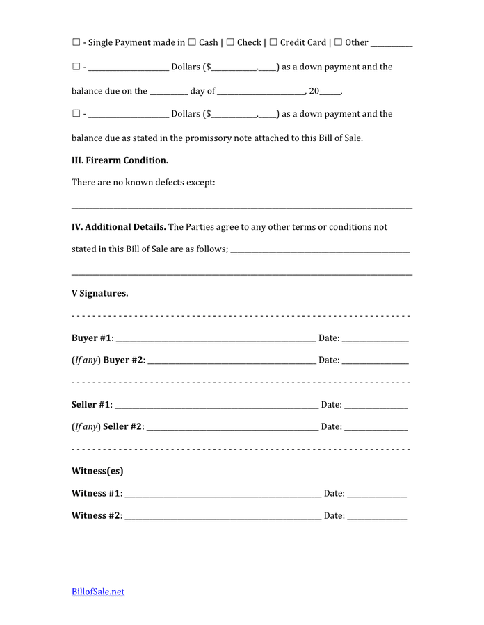 Arizona Firearm Bill Of Sale Form In Word And Pdf Formats Page 2 Of 4