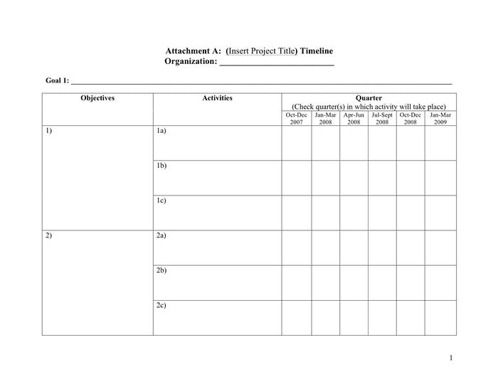 Project timeline template in Word and Pdf formats