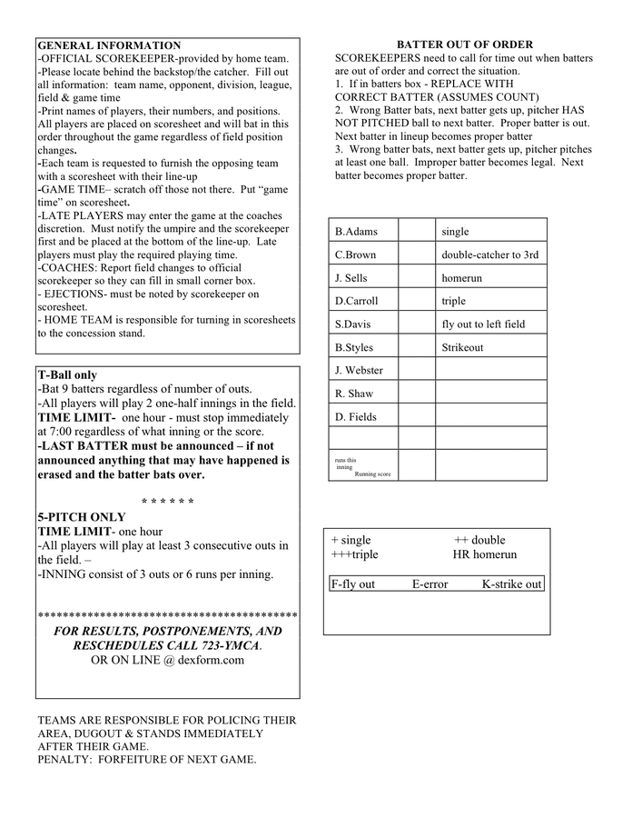 Tball/5pitch scoresheet in Word and Pdf formats page 2 of 2