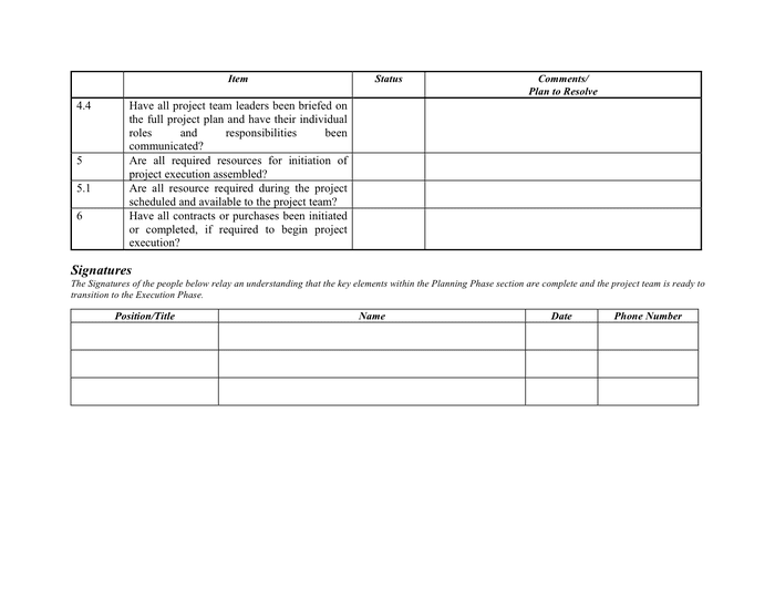 Project Planning Transition Checklist In Word And Pdf Formats - Page 3 Of 3