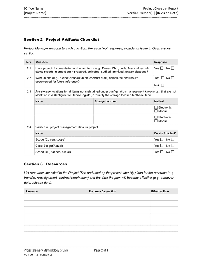 Project closeout report template in Word and Pdf formats page 5 of 7