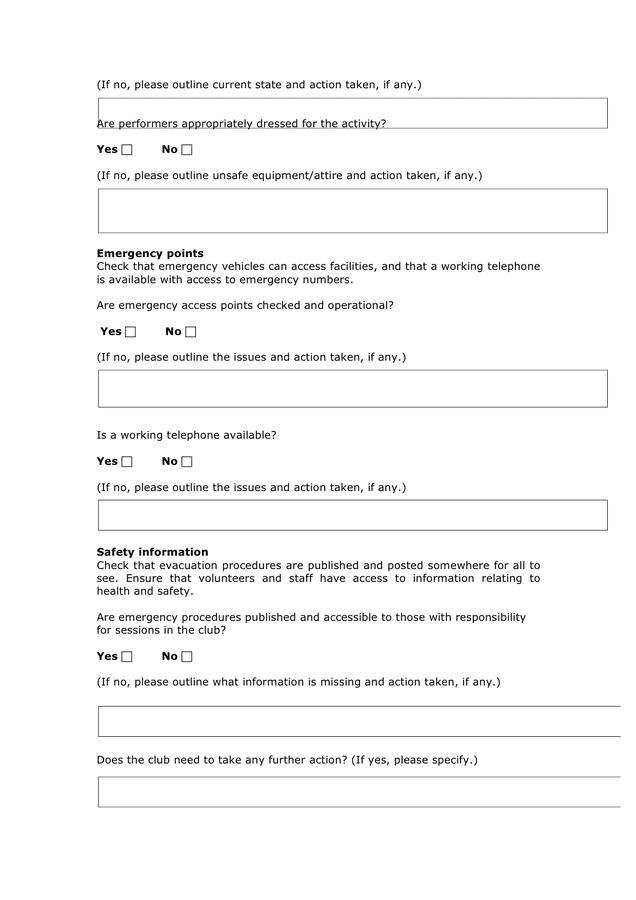 Risk assessment form for venues & equipment in Word and Pdf formats ...