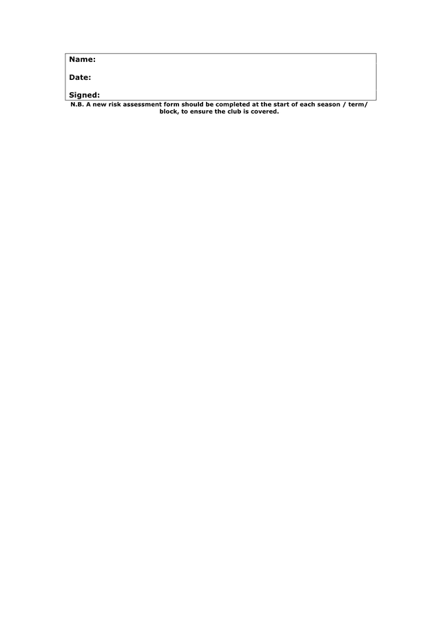 Risk Assessment For Wedding