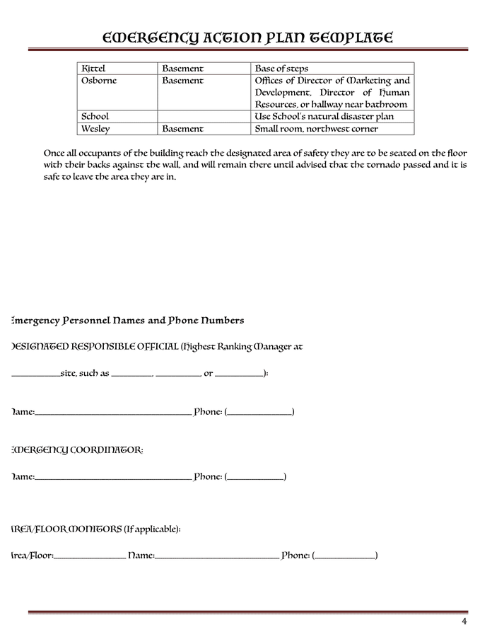 emergency action plan template