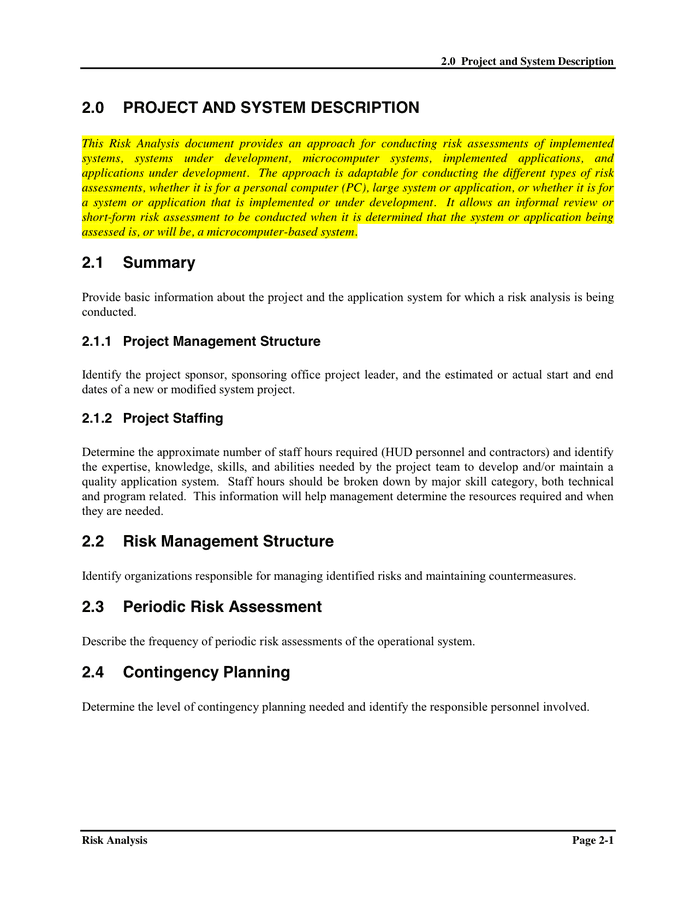 Risk Analysis Template in Word and Pdf formats - page 10 of 18