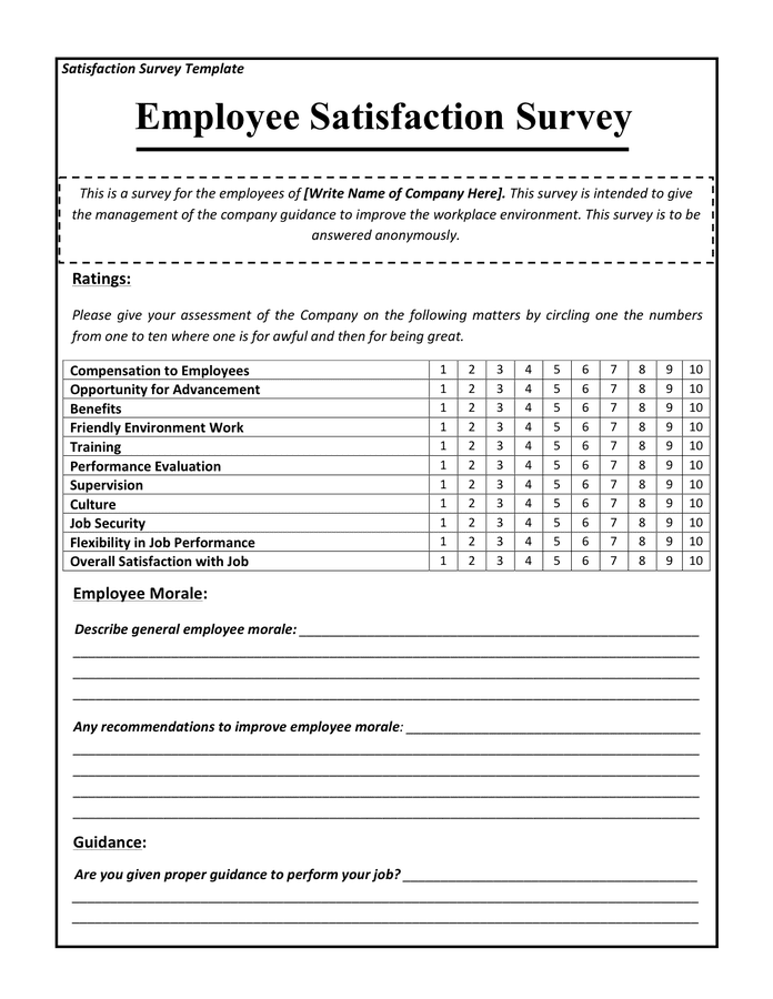 Questionnaire De Satisfaction