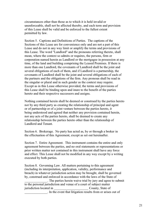 commercial lease agreement in Word and Pdf formats page 21 of 25