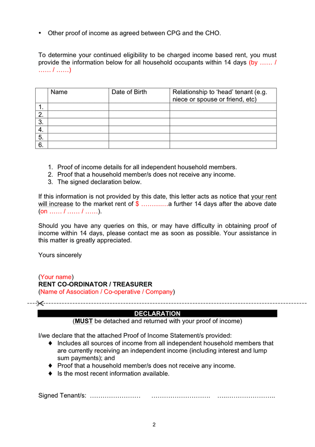 Notice of rent review letter template (Australia) page 2