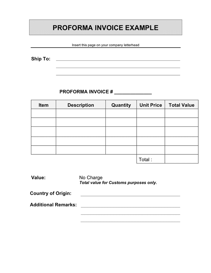 Proforma Invoice Example In Word And Pdf Formats 0946