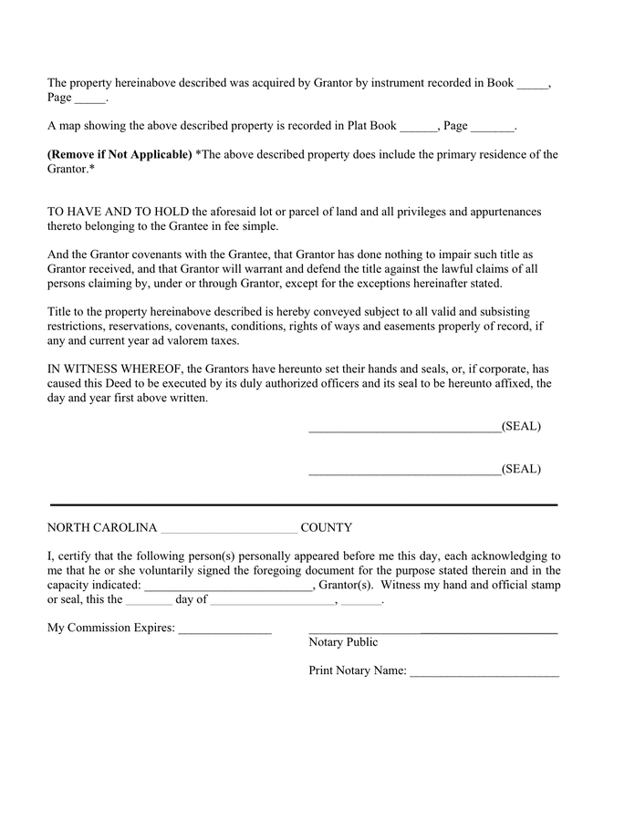 special-warranty-deed-form-north-carolina-in-word-and-pdf-formats