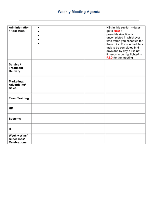 Weekly Agenda Template In Word And Pdf Formats Page 3 Of 3