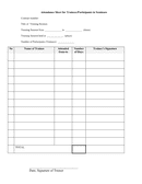 Attendance sheet for trainees/participants in seminars page 1 preview