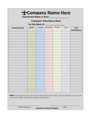 Employee’s attendance sheet template page 1 preview