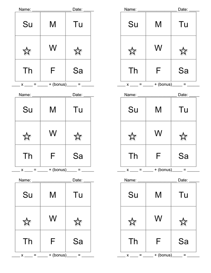 Chore chart check off template in Word and Pdf formats