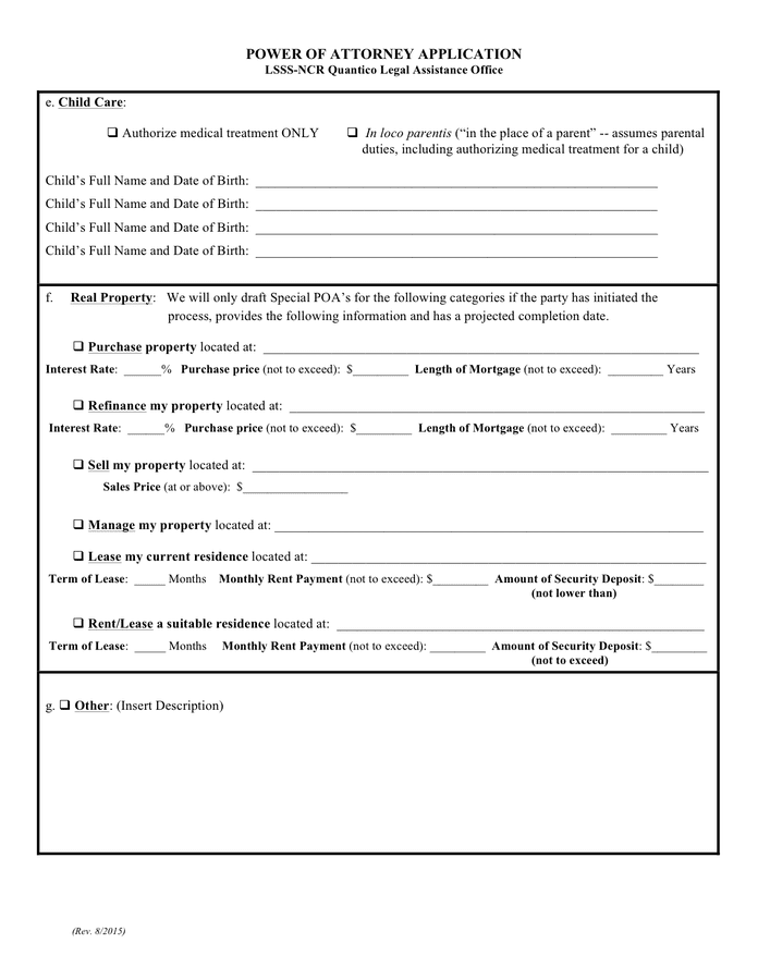 Power of attorney application template in Word and Pdf formats - page 2