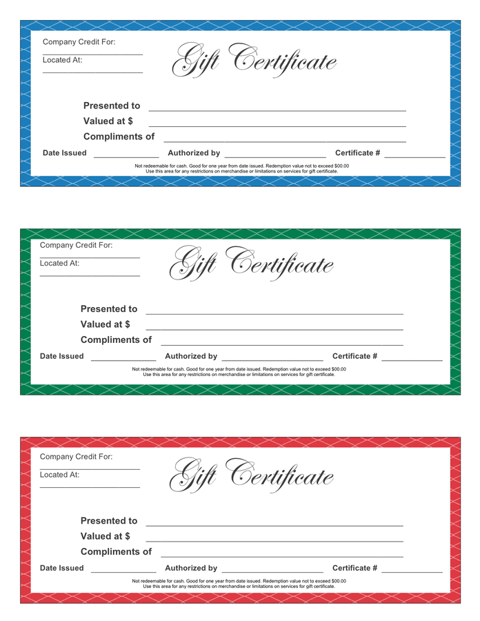 Gift Certificate Template - download free documents for PDF, Word and Excel