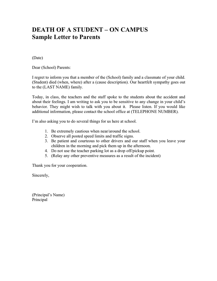 application letter for school reason death