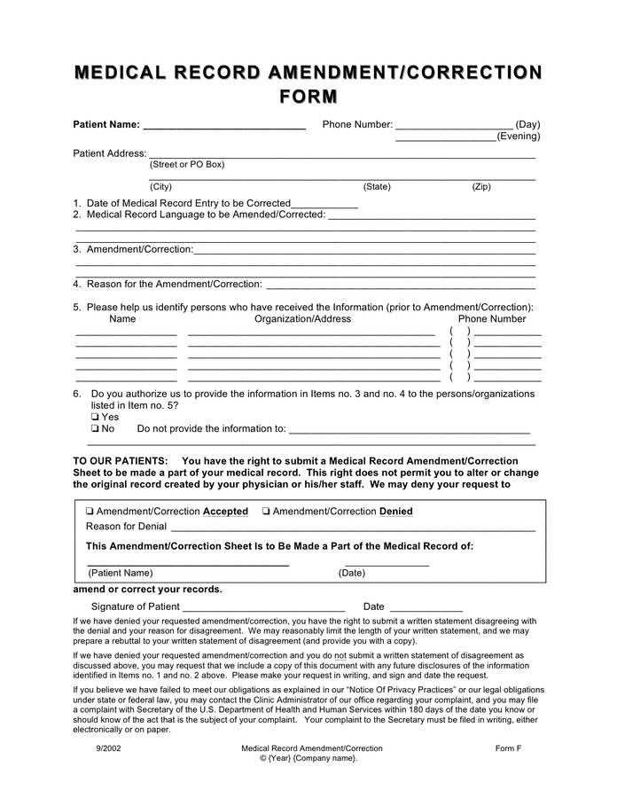 medical-record-amendment-correction-form-in-word-and-pdf-formats