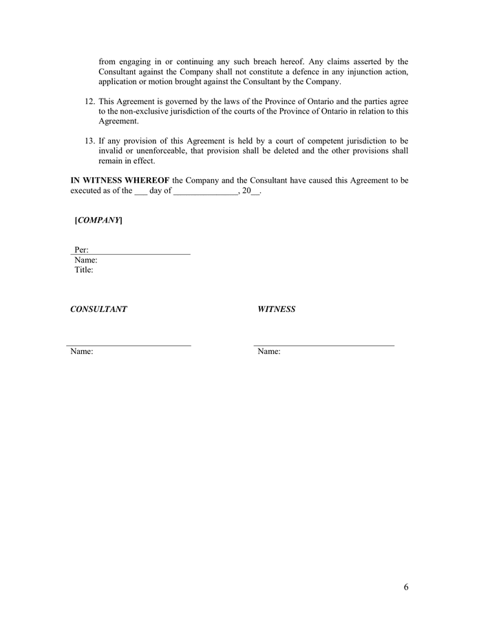 Independent Contractor Agreement in Word and Pdf formats - page 6 of 6