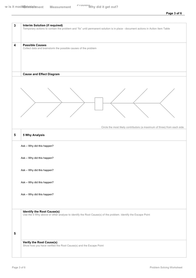 Problem solving worksheet in Word and Pdf formats - page 3 of 6