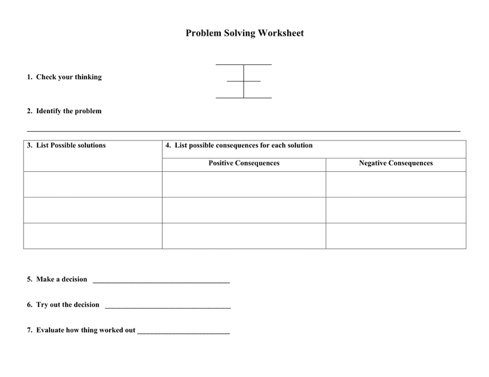 problem solving worksheet template
