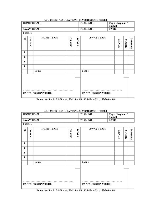 Chess Score Sheet Download Free Documents For PDF Word And Excel