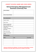 School emergency management and business continuity plan page 1 preview