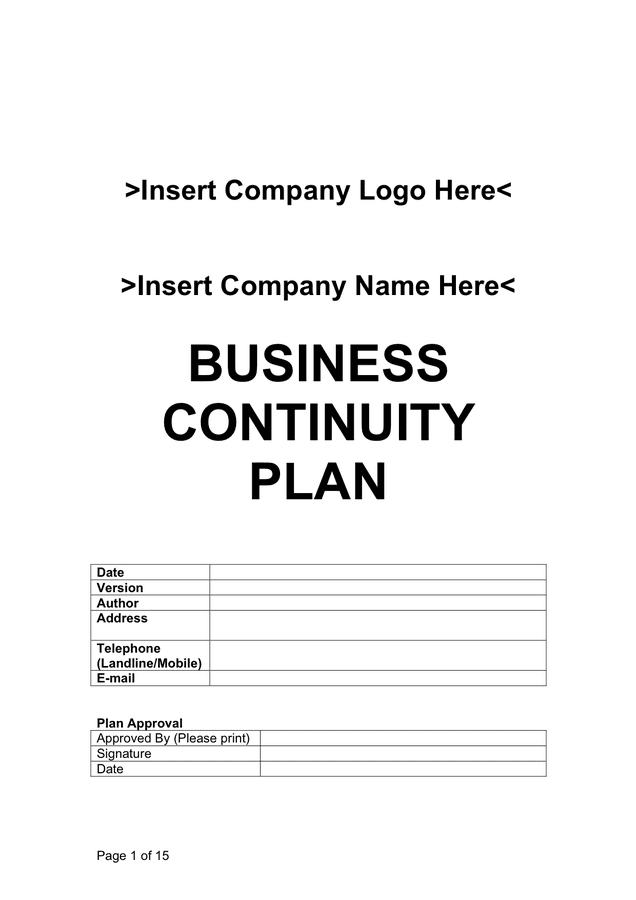 Business Continuity Plan Template In Word And Pdf Formats 9543