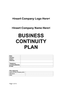 Business continuity plan template page 1 preview