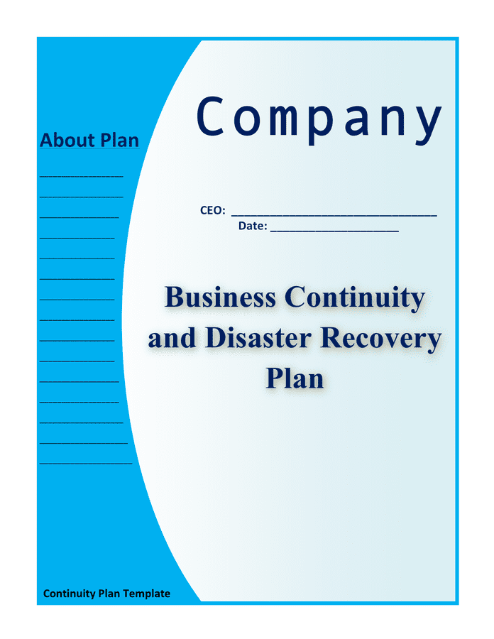 Business continuity and disaster recovery plan template in Word and Pdf