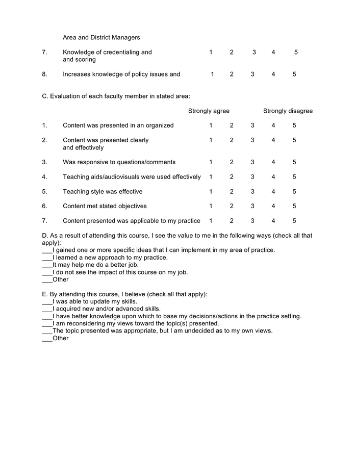 Sample evaluation form in Word and Pdf formats - page 4 of 7