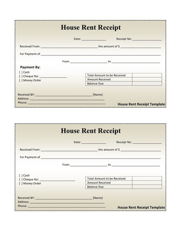 Printable Simple Rent Receipt Format