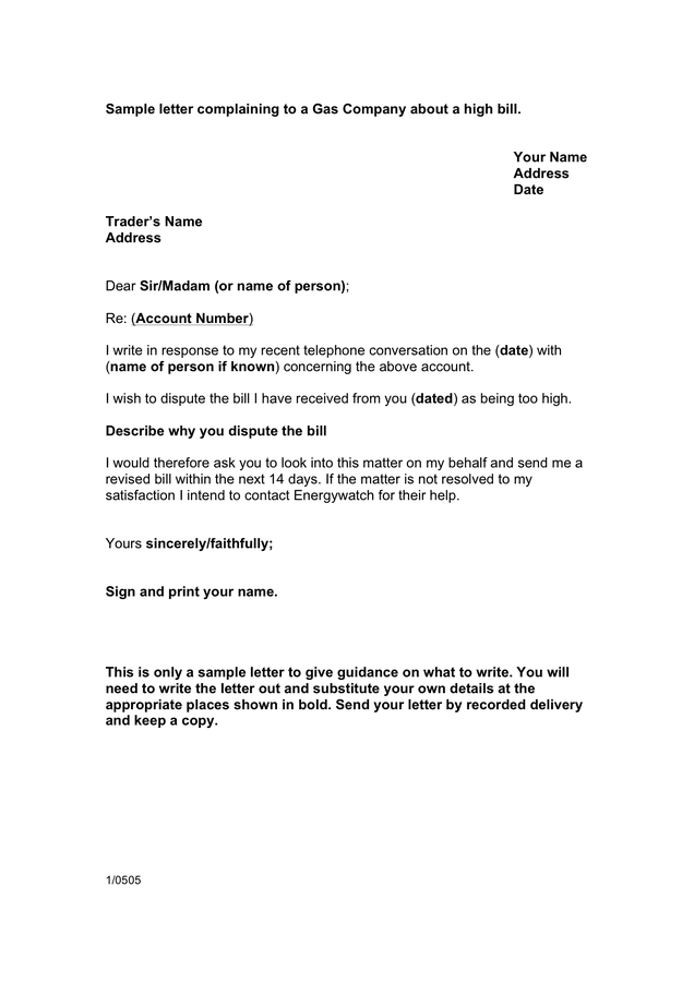 sample-letter-complaining-to-gas-company-about-a-high-bill-uk-in-word