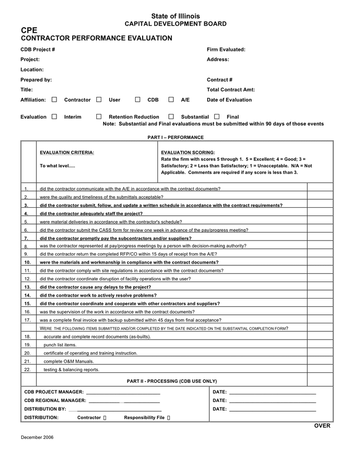 Performance Evaluation Form - download free documents for PDF, Word and ...