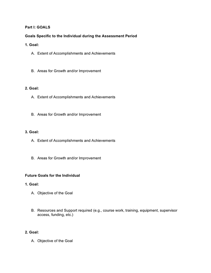 University performance appraisal form in Word and Pdf formats page 2 of 5