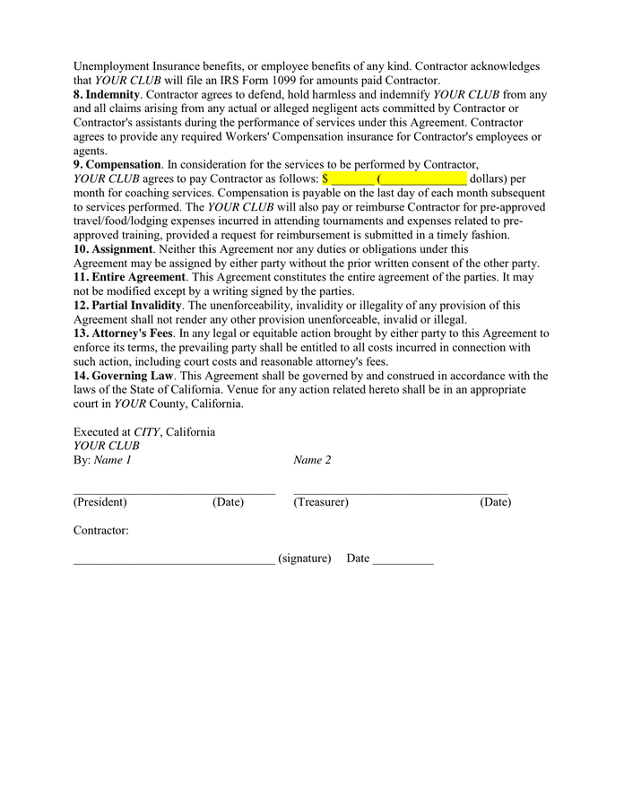 Agreement for independent contractor services in Word and Agreement for independent contractor services in Word and