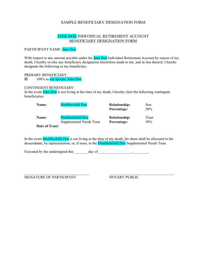 beneficiary-designation-form-template