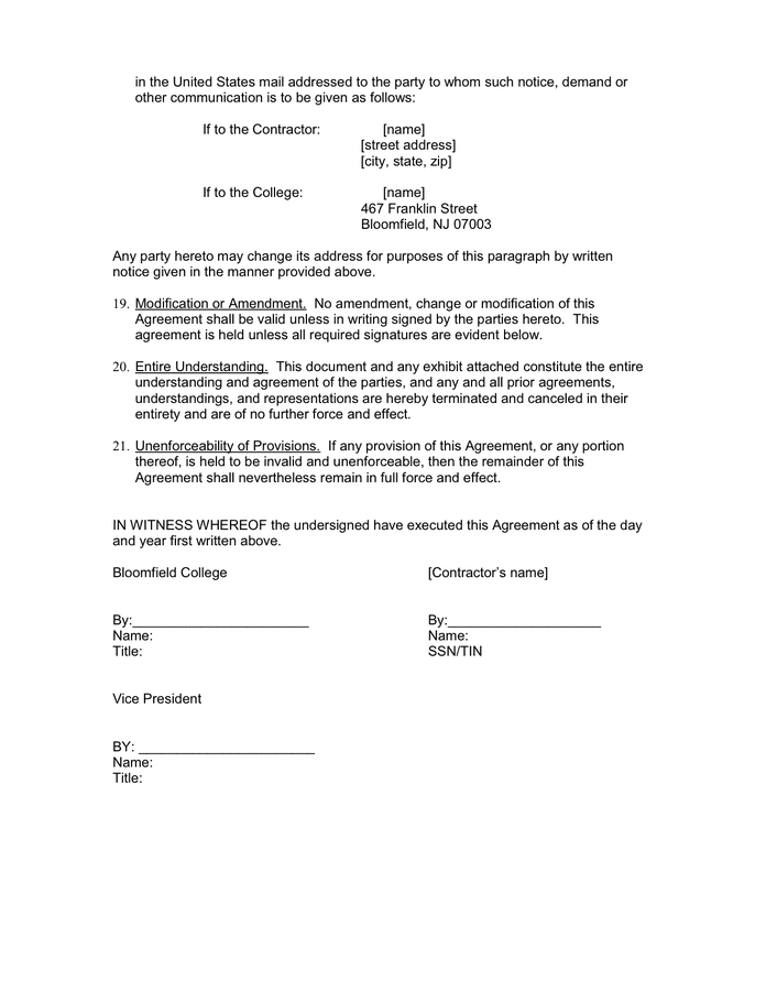 Independent Contractor Agreement In Word And Pdf Formats - Page 4 Of 5