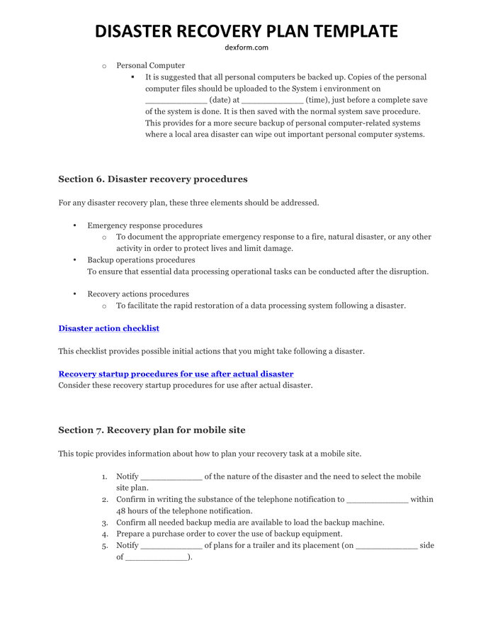 Disaster Recovery Plan Sample In Word And Pdf Formats Page 5 Of 10