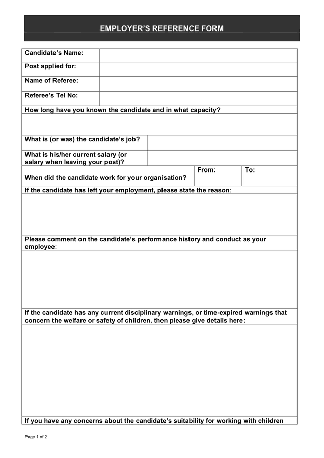 Employers reference form in Word and Pdf formats