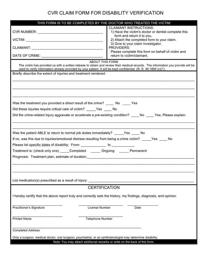 Printable Lost Wages Form