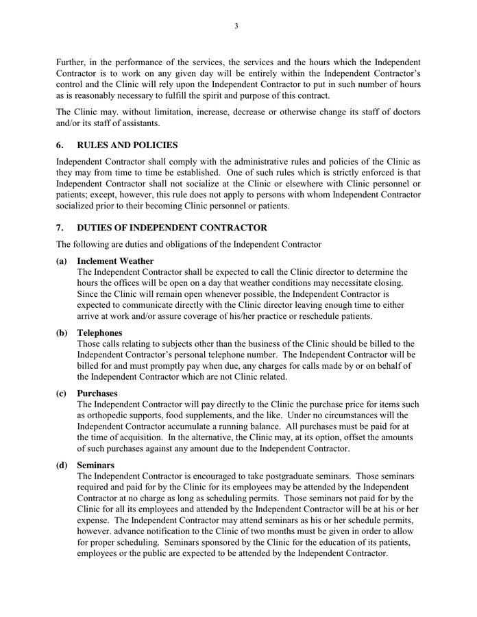 Independent Contractor Agreement in Word and Pdf formats - page 3 of 13