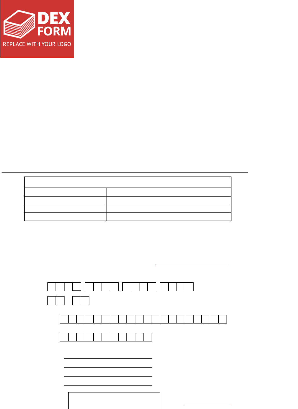 Credit / debit card payment authorisation slip in Word and Pdf formats
