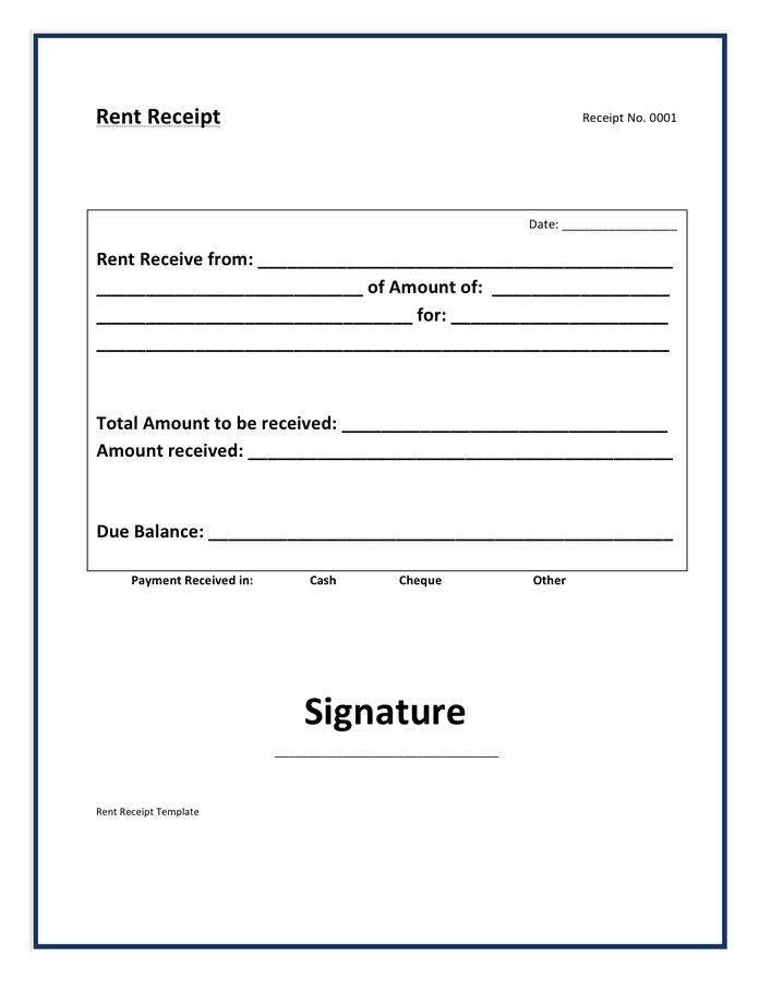 Rent Receipt Template - Download Free Documents For Pdf, Word And Excel