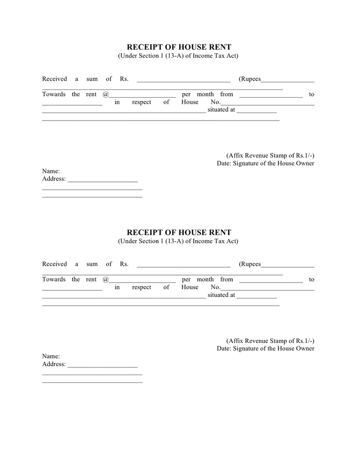 Receipt Of House Rent Template In Word And Pdf Formats Page 2 Of 2